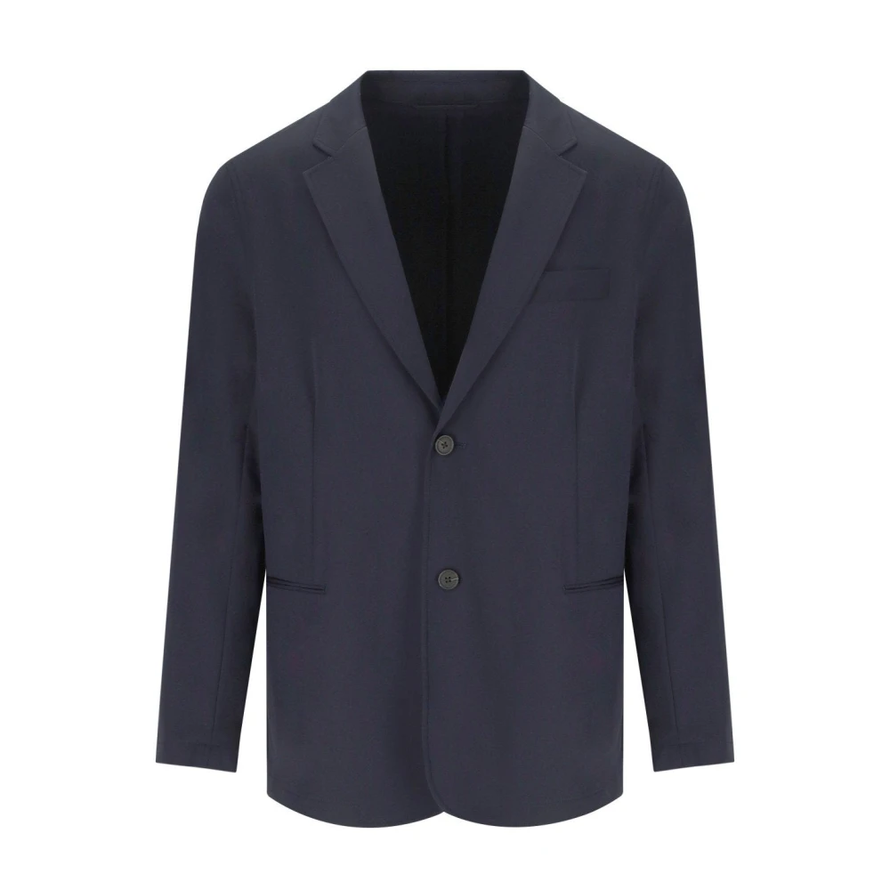Emporio Armani Mannelijk Blauw Jassen Heren, M, Nylon, E Stretch Nylon Single-Breasted Jas