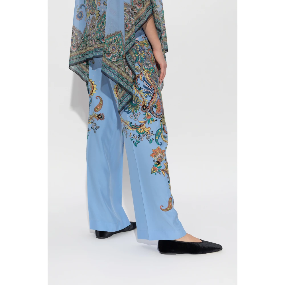 ETRO Zijden broek Blue Dames