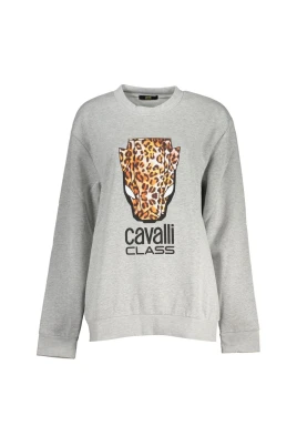 Grå Fleece Sweatshirt med Rund Hals