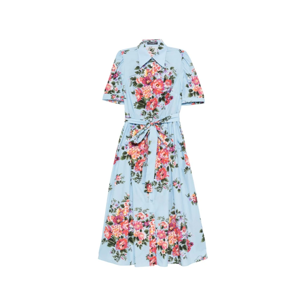 Dolce & Gabbana Multicolor Flower Bouquet Print Poplin Shirt Dress - Female - Shirt Dresses - Xs - Dresses