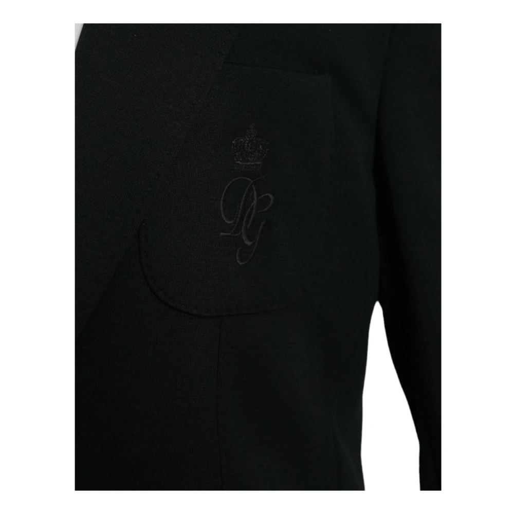 Dolce & Gabbana Zwarte Wol Slim Fit Blazer Black Heren