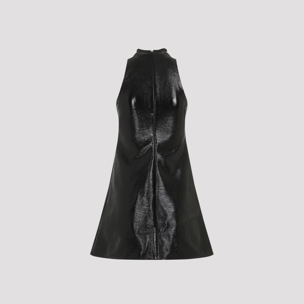 Courrèges Vinyl A-Lijn Jurk met Zakken Black Dames
