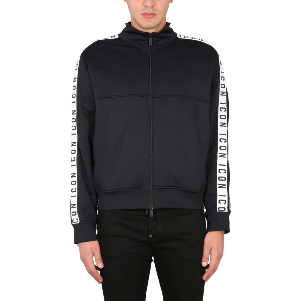 Dsquared2 Sweatshirt met icoonband en ritssluiting Black Heren