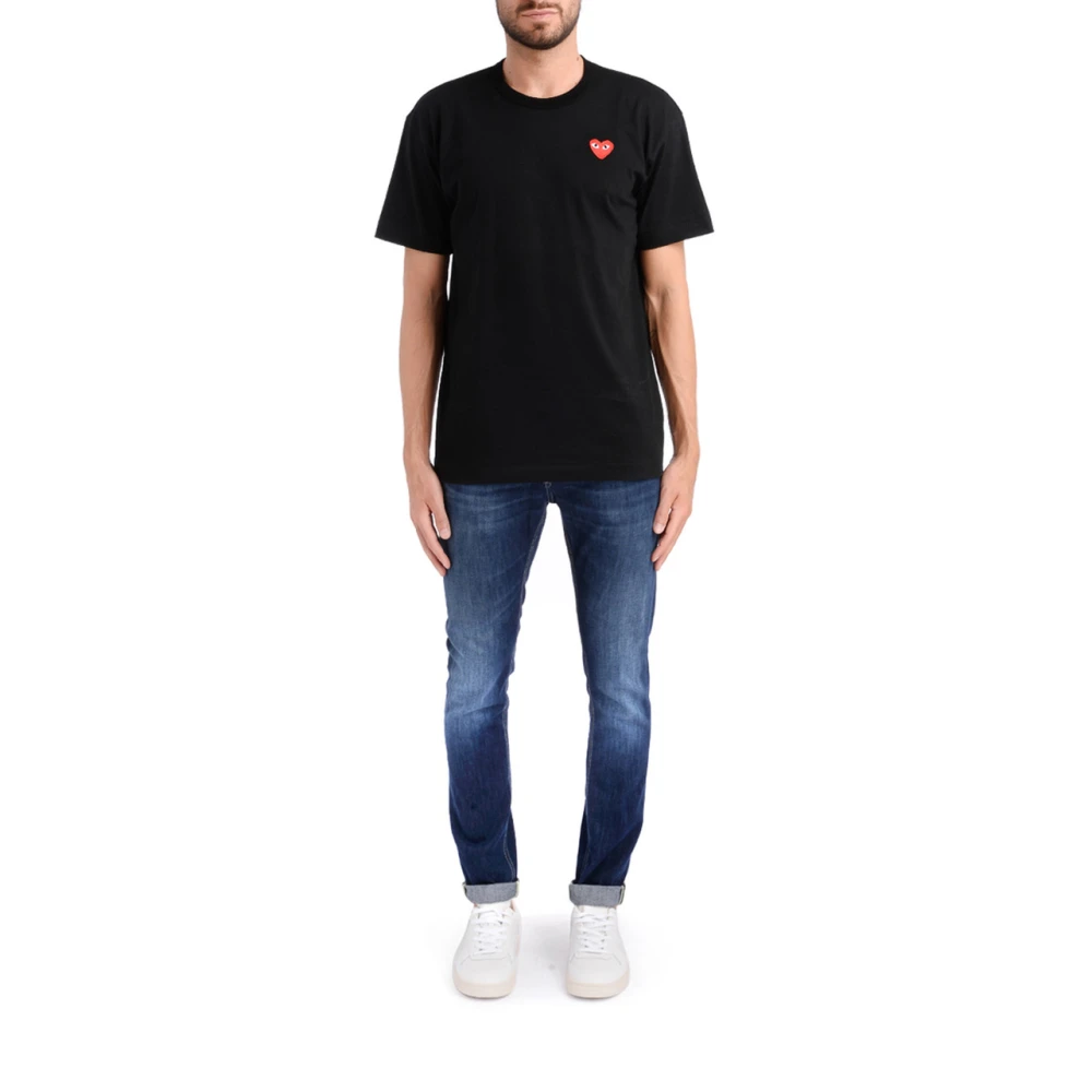 Comme des Garçons Play Zwarte Katoenen Hart Logo T-shirt Black Heren