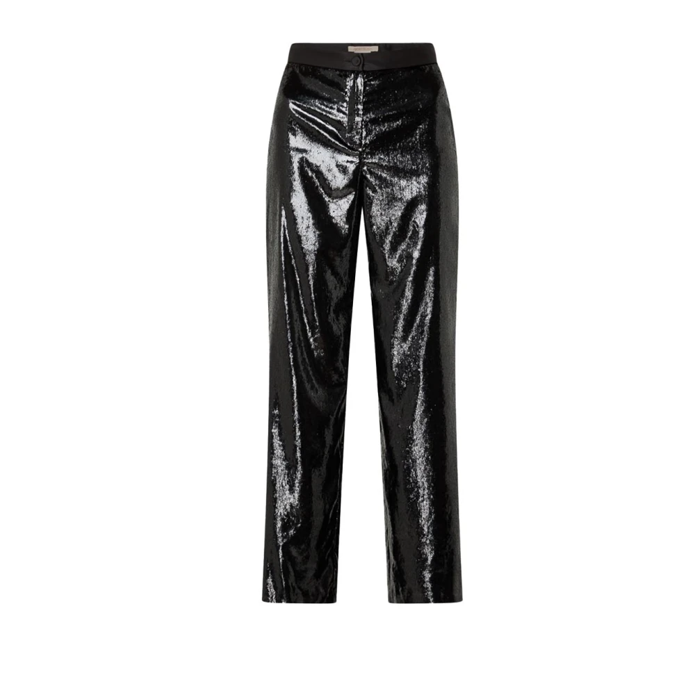 Pennyblack Hoge taille polyester broek Black Dames