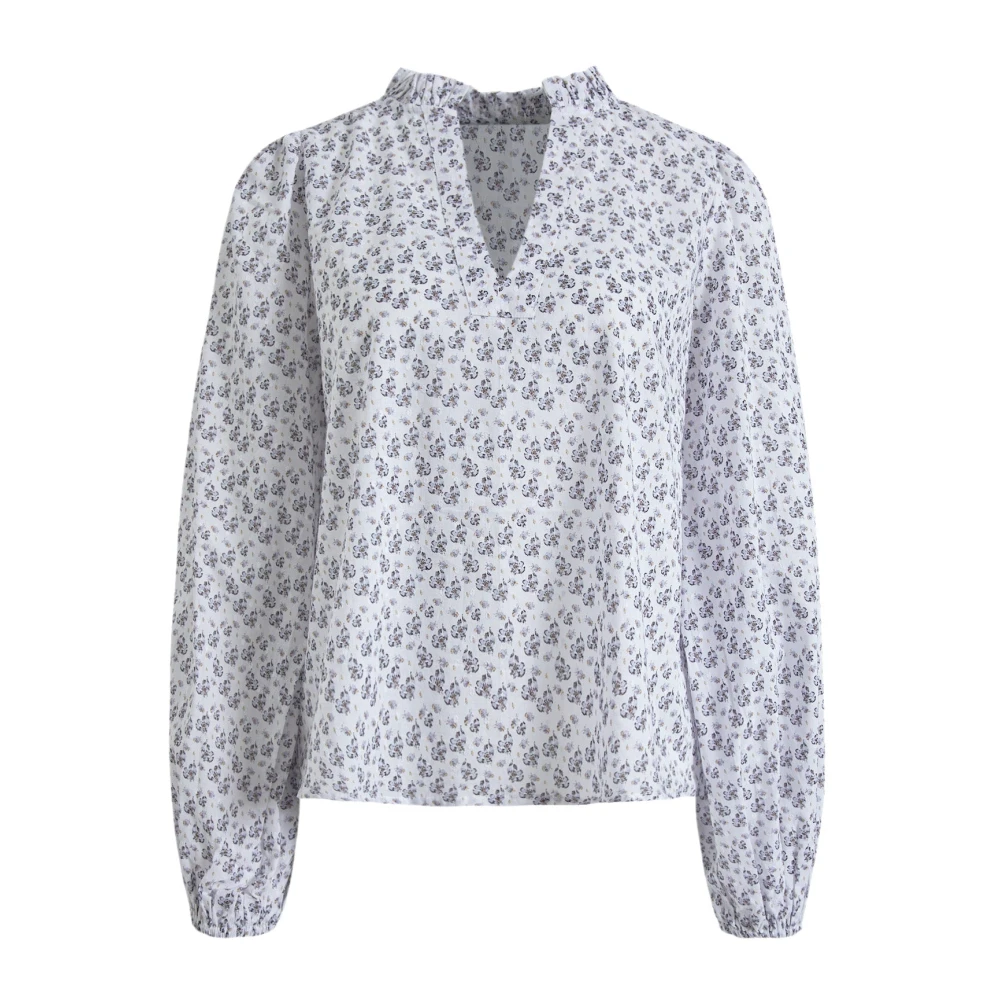 Karro Blouse - White Lupin Print