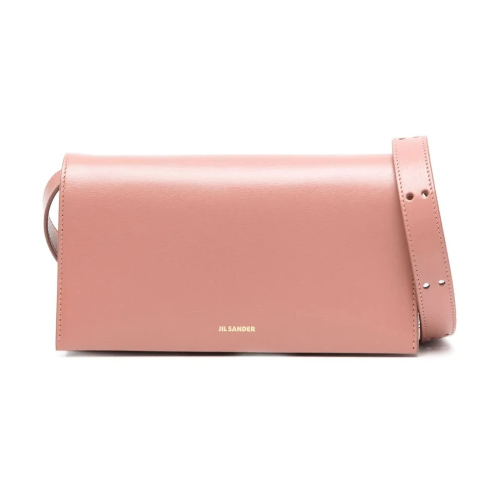 Jil Sander Bruin Leren Crossbody Tas met Gesp Pink Dames