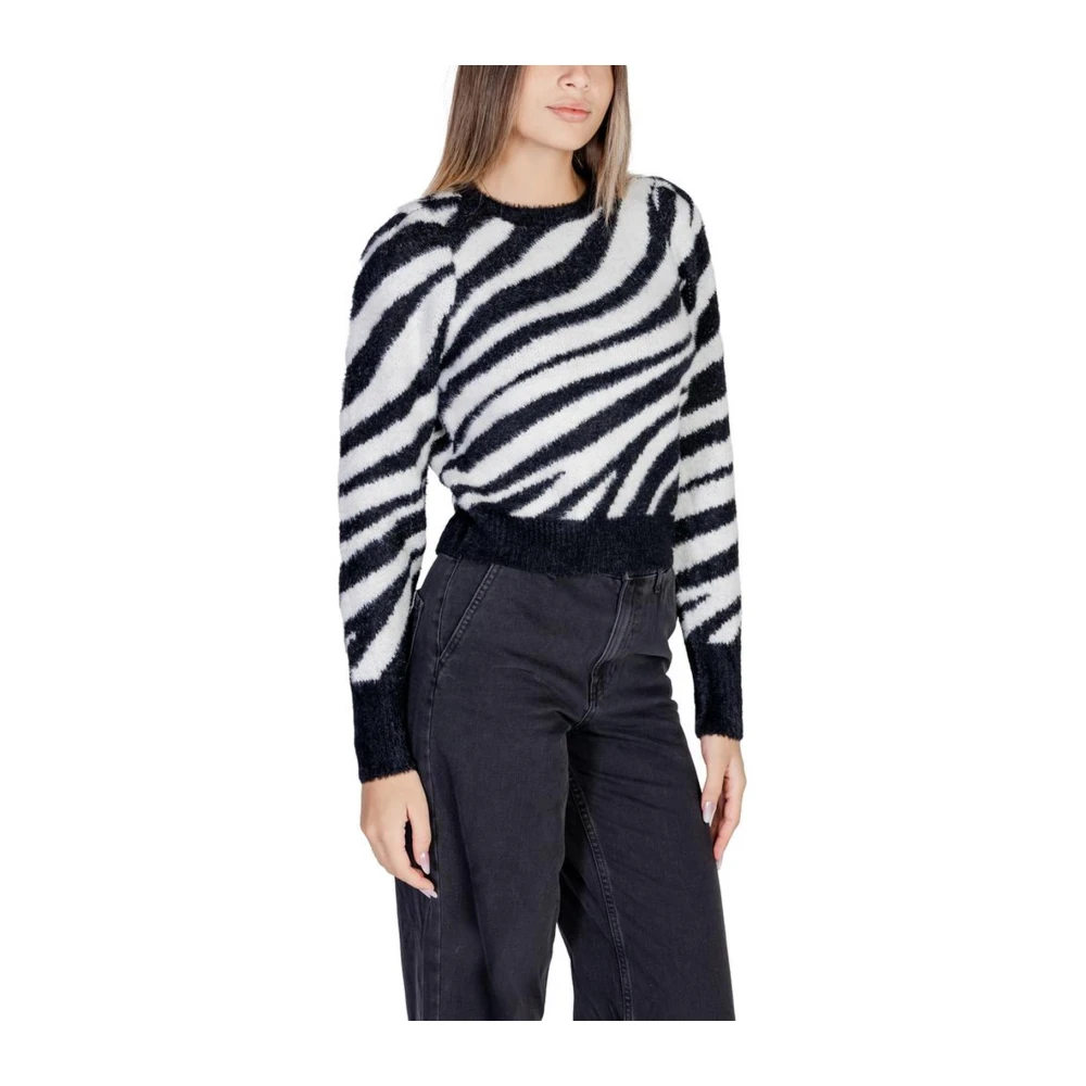 Only Zwarte Gebreide Trui Nylon-Acryl Mix Black Dames