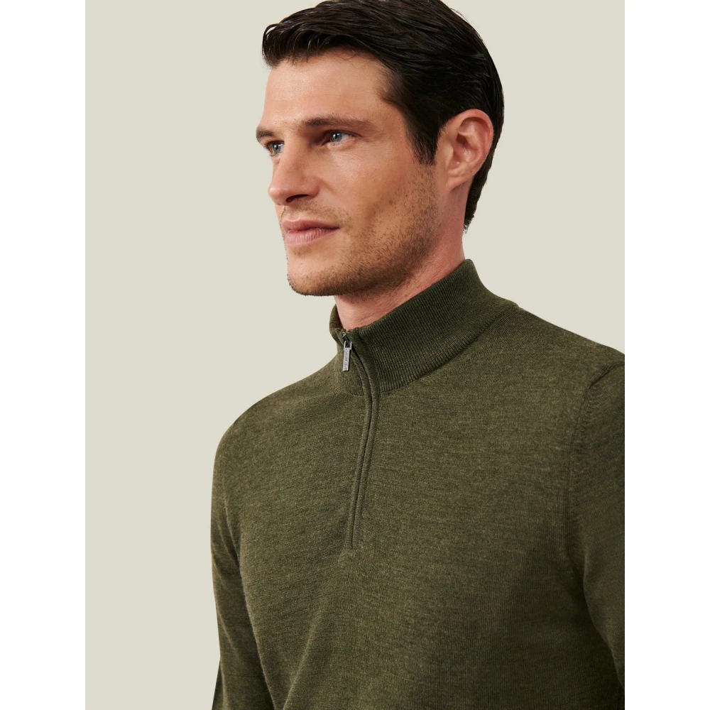Cavallaro Merino Half Zip Sweater Green Heren
