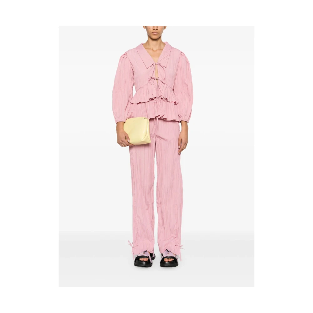 Stine Goya Blush Pink Elastische Taille Plissé Broek Pink Dames