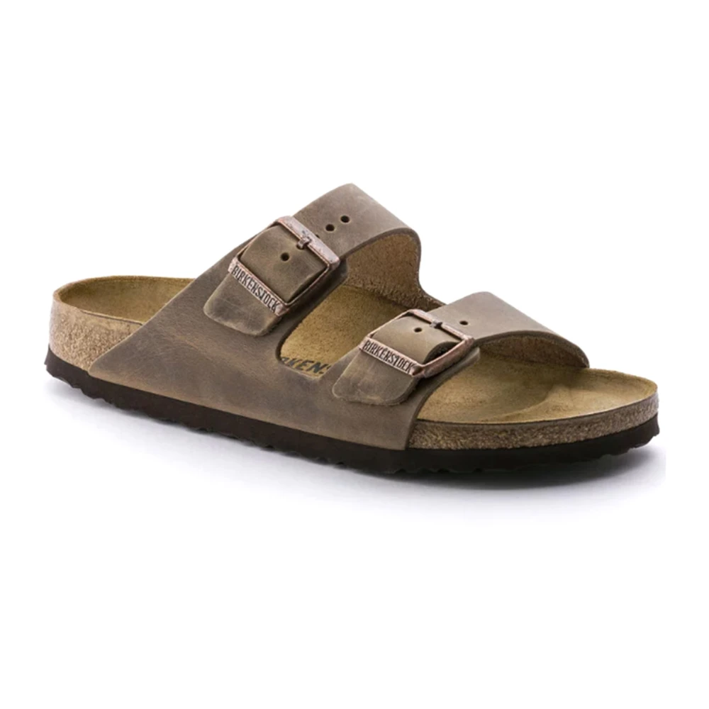 Birkenstock Women's Brown Sliders, 7 Uk, Arizona Oiled Leather Sandals Narrow