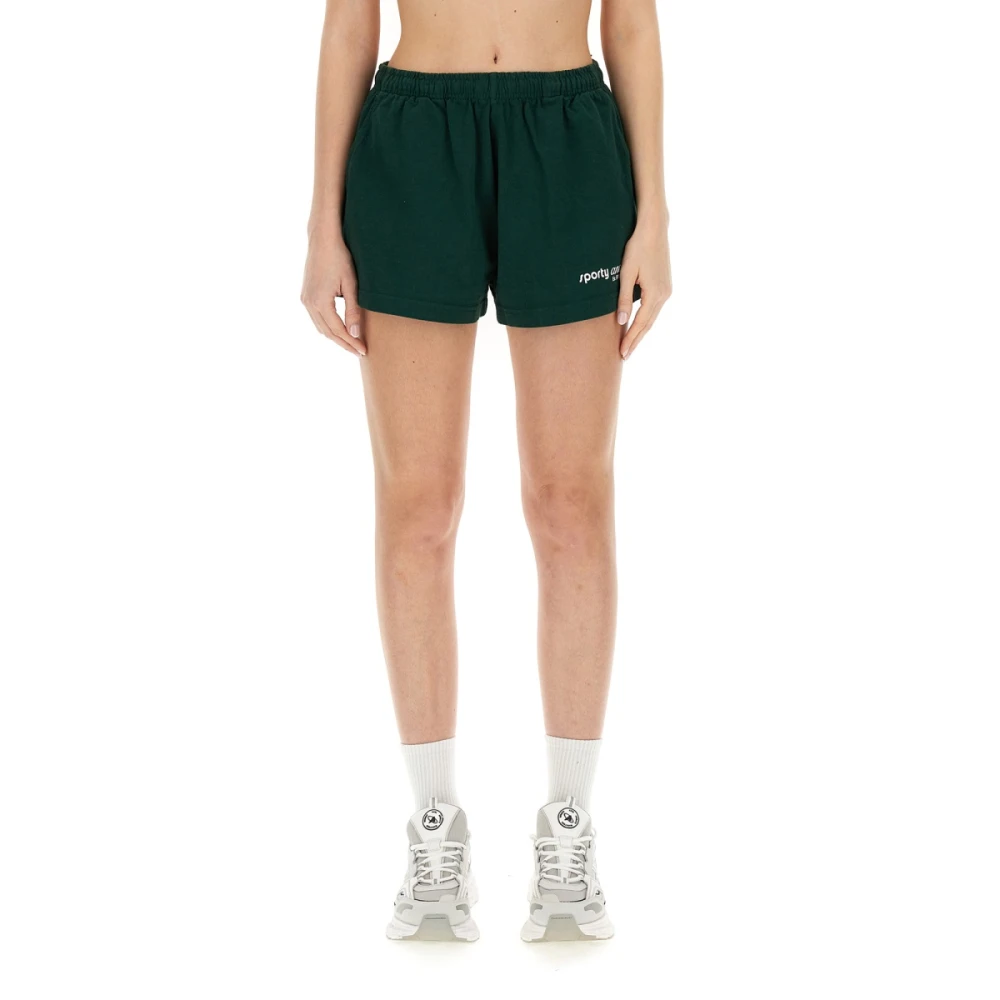 Sporty & Rich Logo Shorts voor vrouwen Green Dames