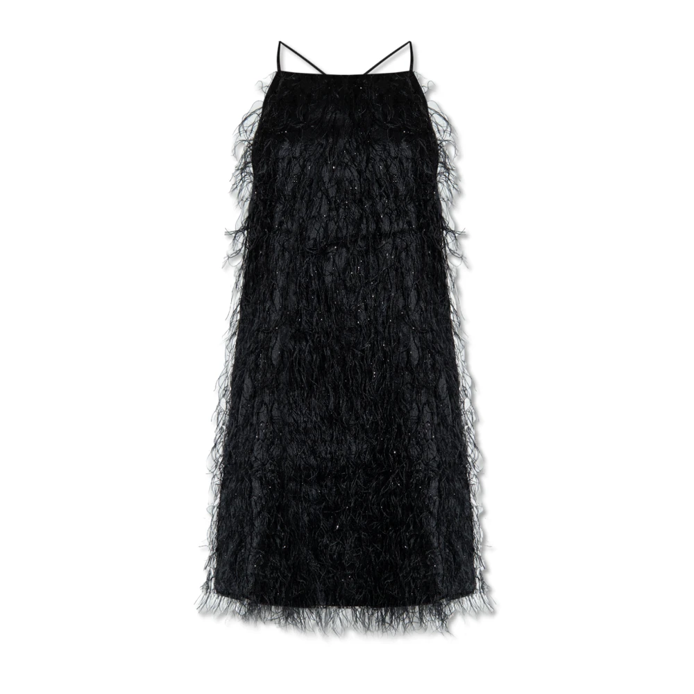 Munthe Linzie klänning med fransar Black, Dam