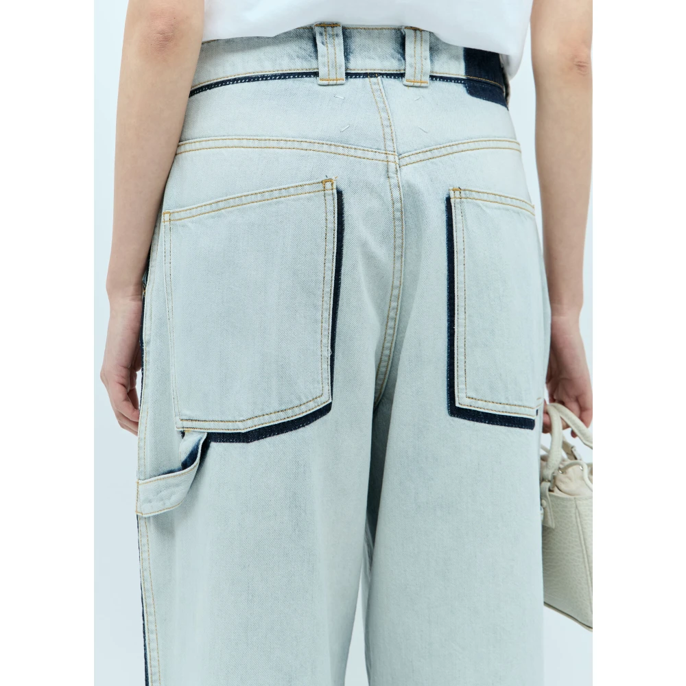 Maison Margiela Contrast Trims Lage Taille Jeans Blue Dames