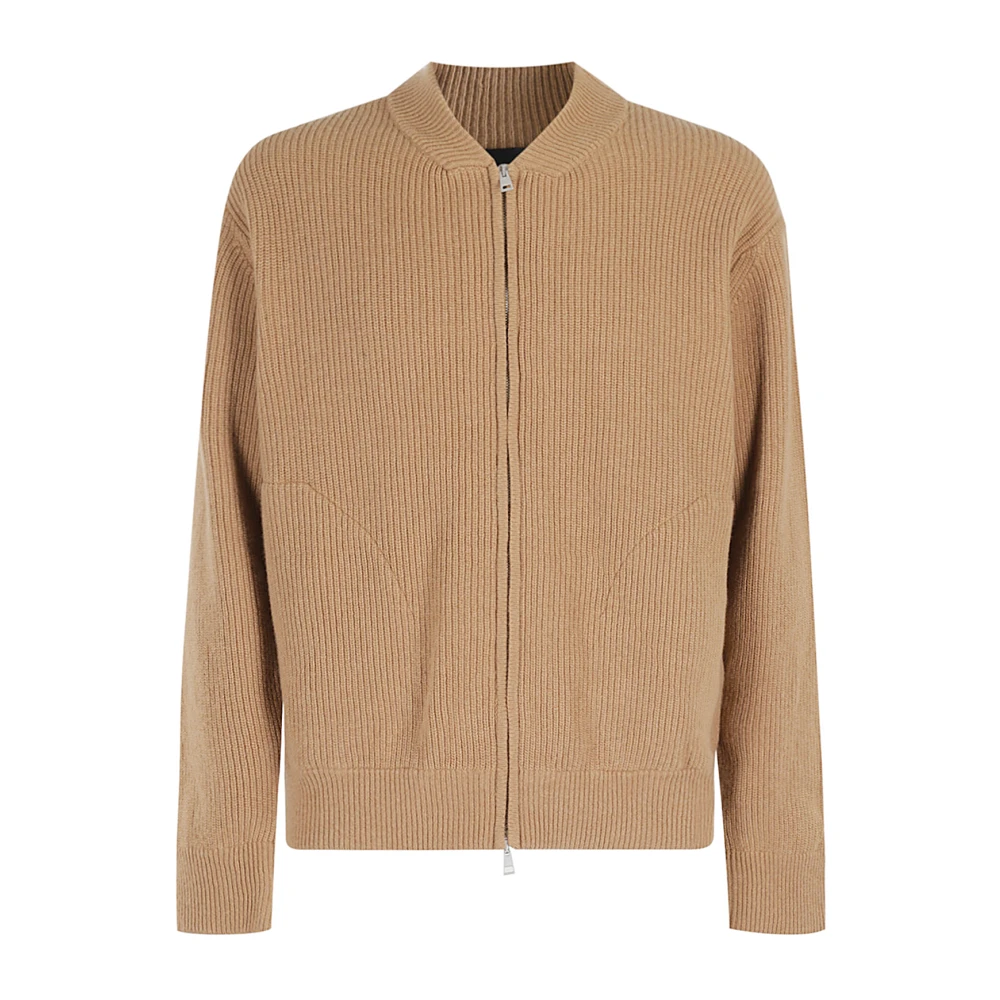 Roberto Collina Costa Wol Zip Bomber Jas Brown Heren