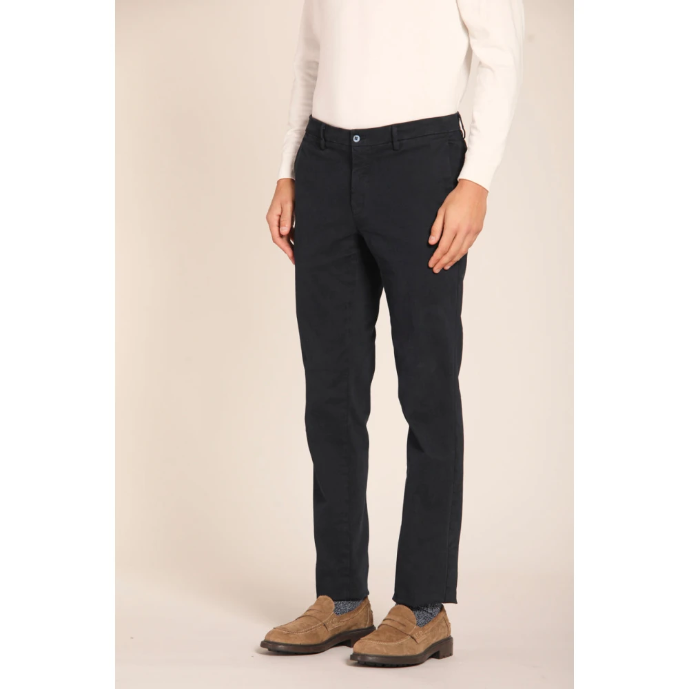 Mason's Gabardine Stretch Chino Broek Regular Fit Blue Heren