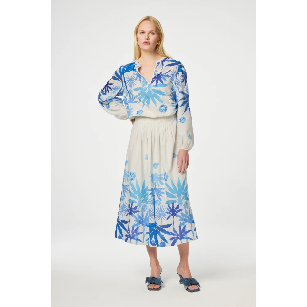 Fabienne Chapot Blauwe Print Midi Rok Multicolor Dames