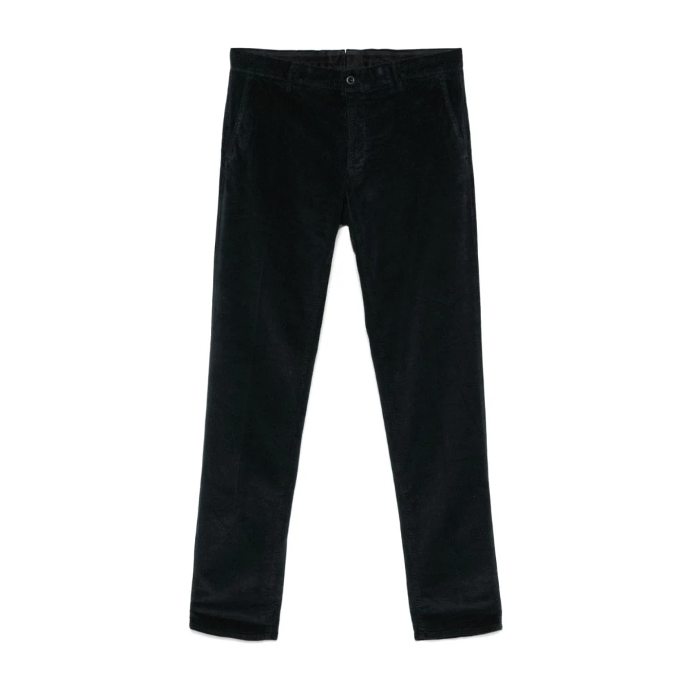 Incotex Blauwe Corduroy Broek Taps Toelopende Pijp Blue Heren