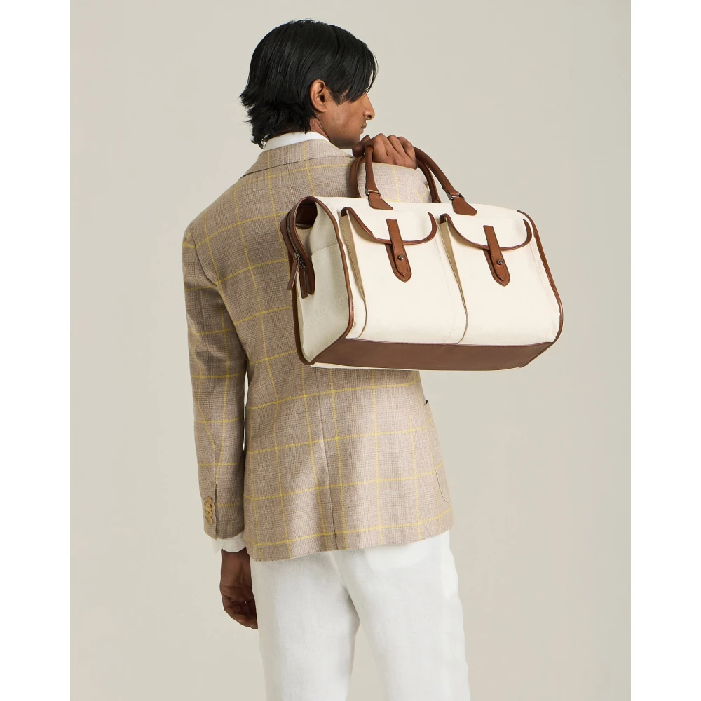 Kiton Geruite Kasjmierblend Blazer Beige Heren