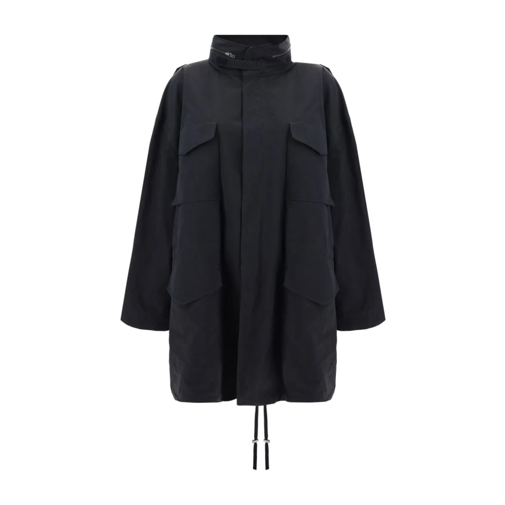 Maison Margiela Zwarte Jassen met Opstaande Kraag Black Dames