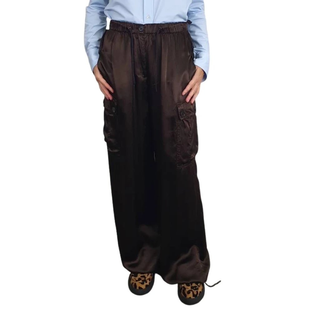 Aspesi Bruine Cargo Broek Satijn Black Dames