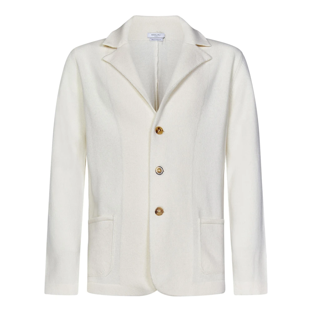 Boglioli Vit Stickad Blazer-Stil Kofta White, Herr