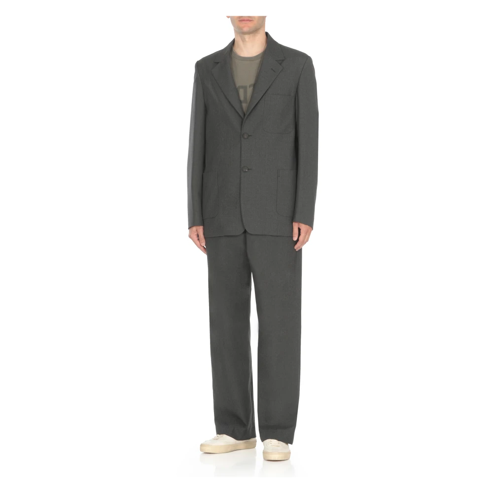 Golden Goose Grijze Wollen Jas Peak Lapel Gray Heren