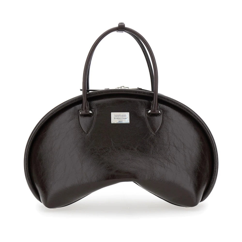 Acne Studios Bruine leren handtas met logoplaquette Brown Dames
