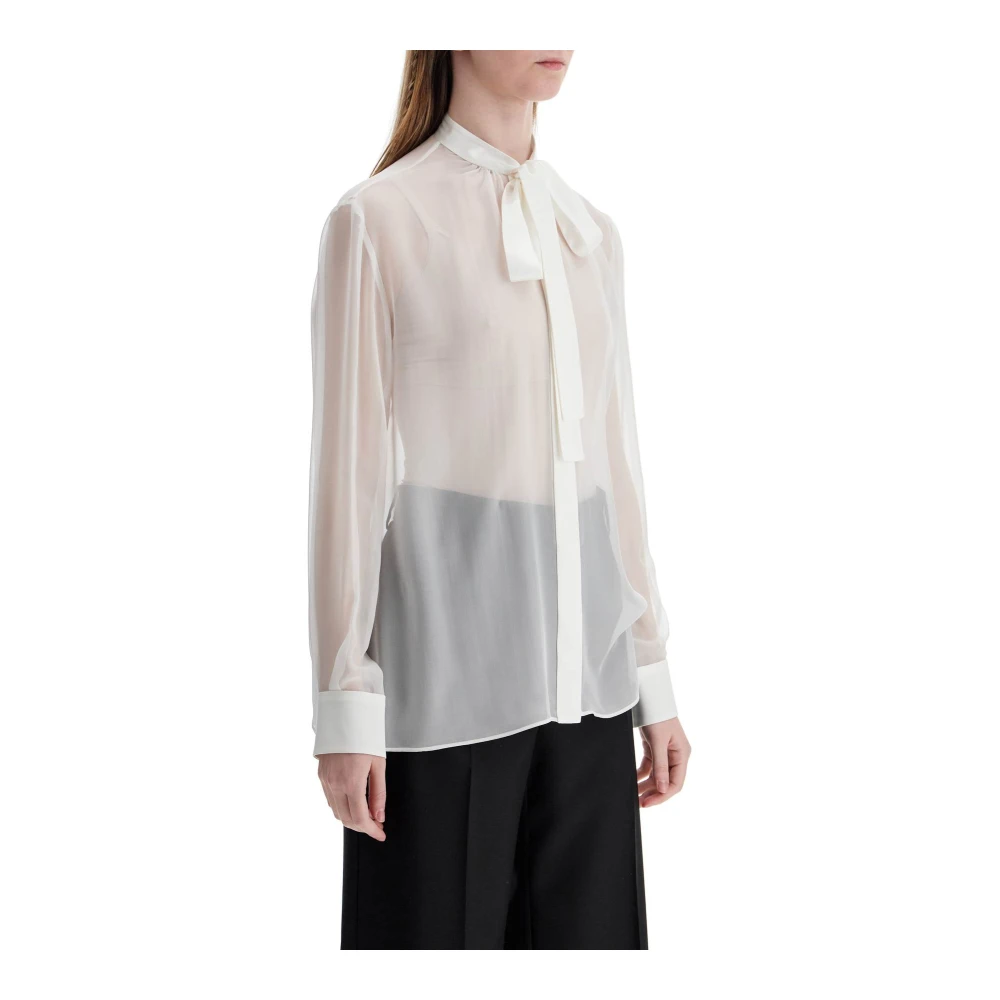 Dolce & Gabbana Zijden Mandarin Kraag Shirt White Dames
