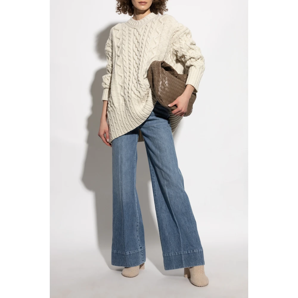 Bottega Veneta Wollen trui met decoratief breipatroon Beige Dames