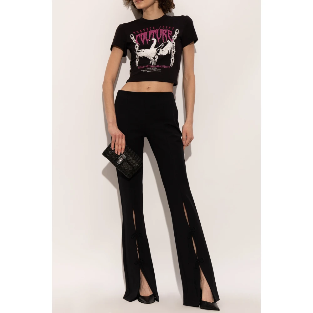 Versace Jeans Couture T-shirt met print en glinsterende applicaties Black Dames