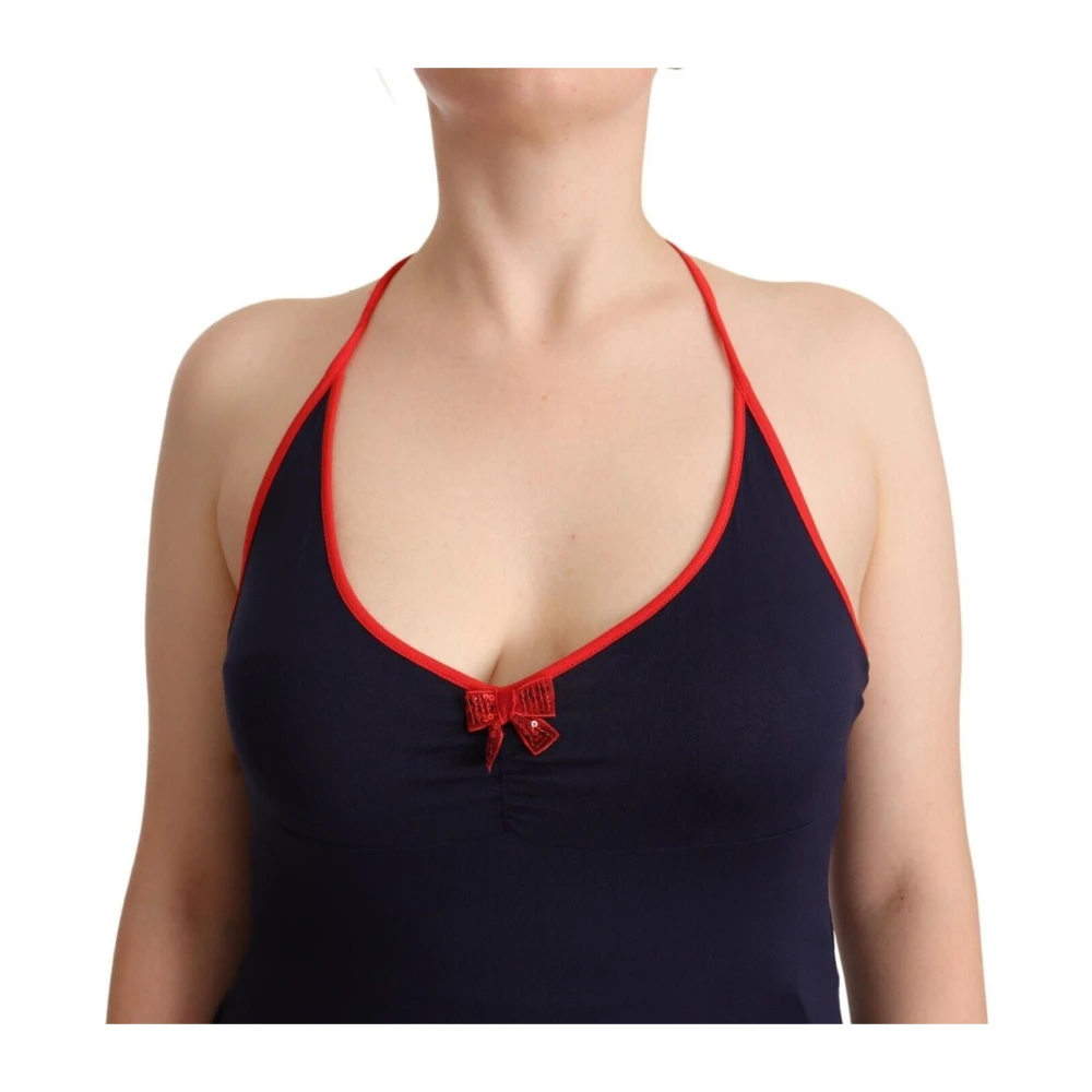 roccobarocco Navy Blue Halter Midi Jurk Blue Dames