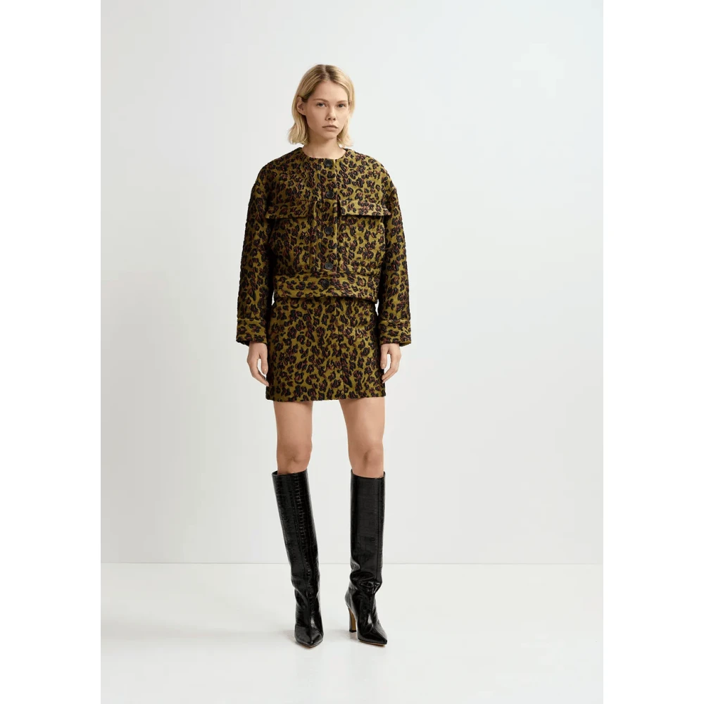 Essentiel Antwerp Stijlvolle Jacquard Minirok Brown Dames