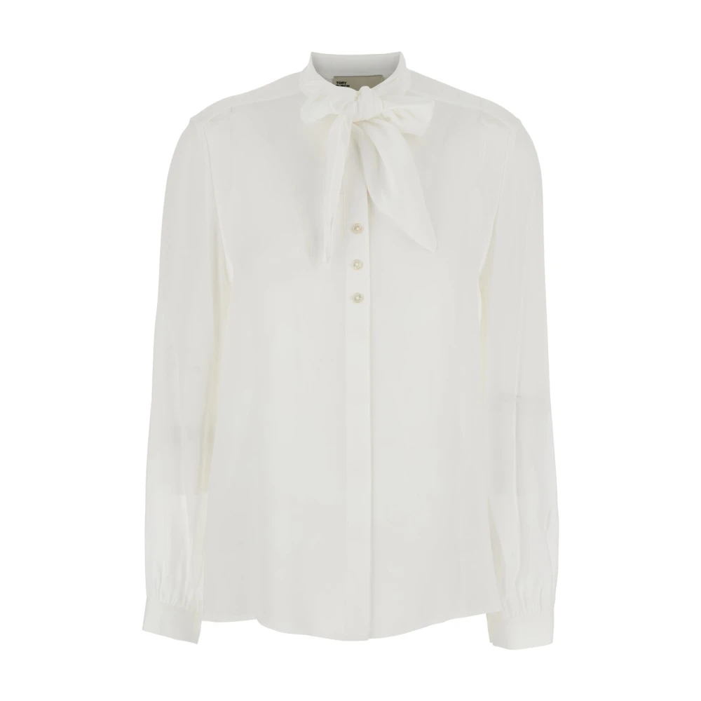 Tory Burch Women's White Pussybow Blouse In Viscose - Shirts - 2XS - Blouses & Shirts