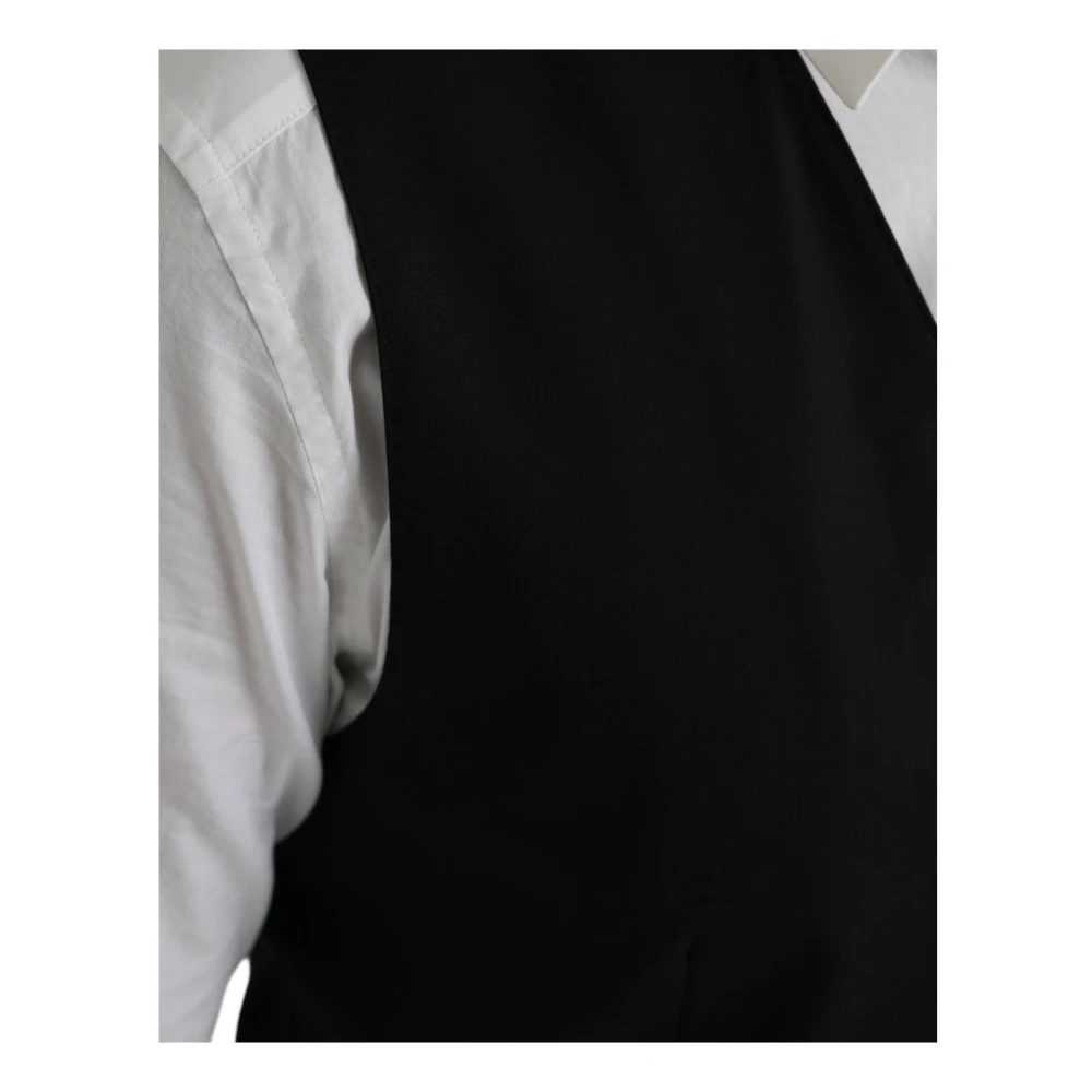 Dolce & Gabbana Zwarte Wol Formele Jurk Vest Black Heren
