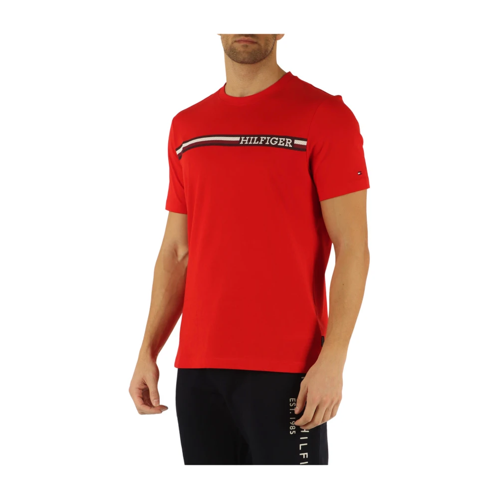 Tommy Hilfiger Regular Fit Katoenen T-Shirt met Voorlogo Print Red Heren