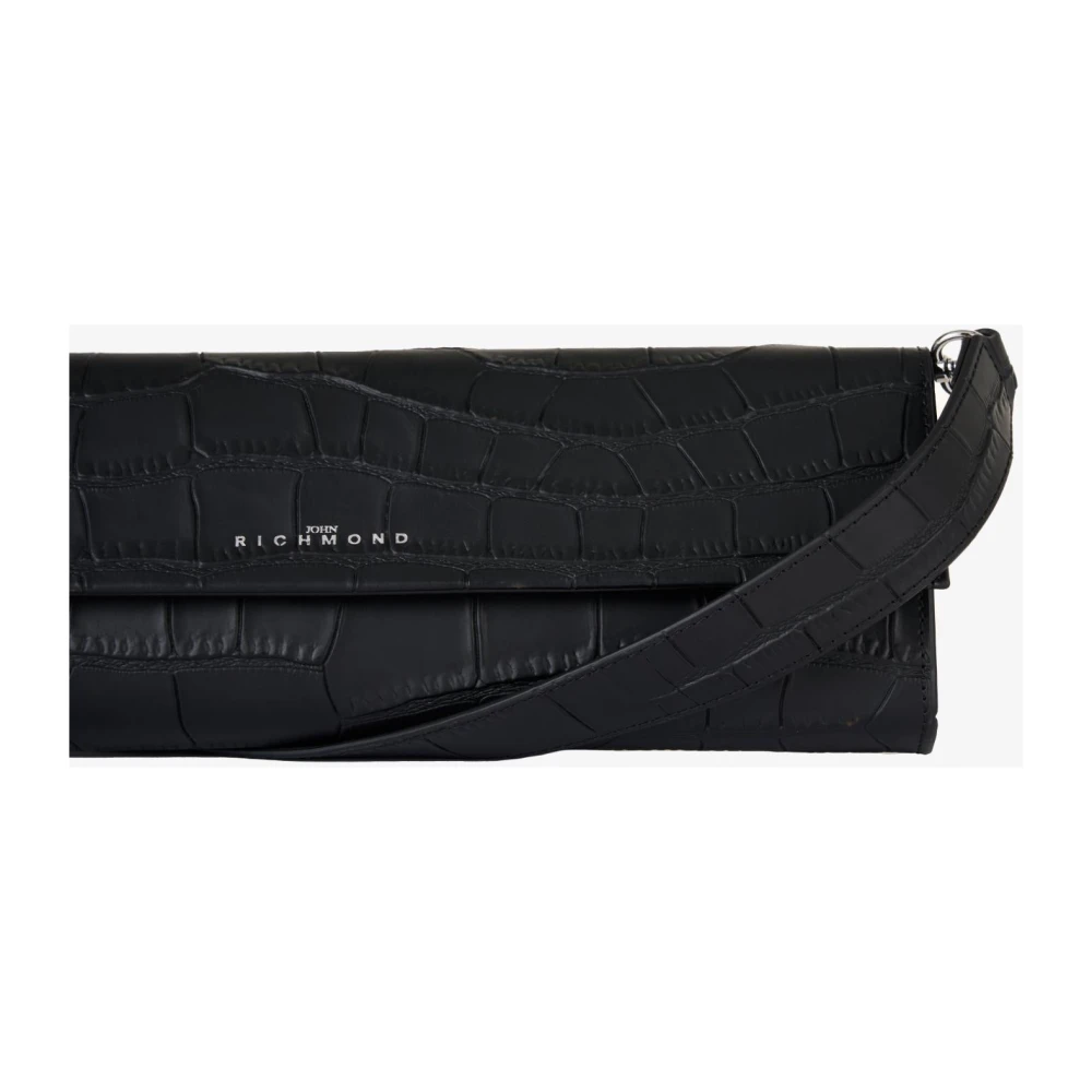 John Richmond Clutch met klep en schouderband Black Dames