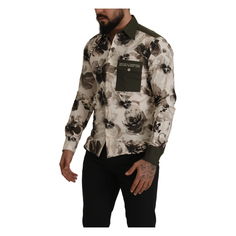 Dolce & Gabbana Groen Bloemenprint Katoenen Overhemd Multicolor Heren