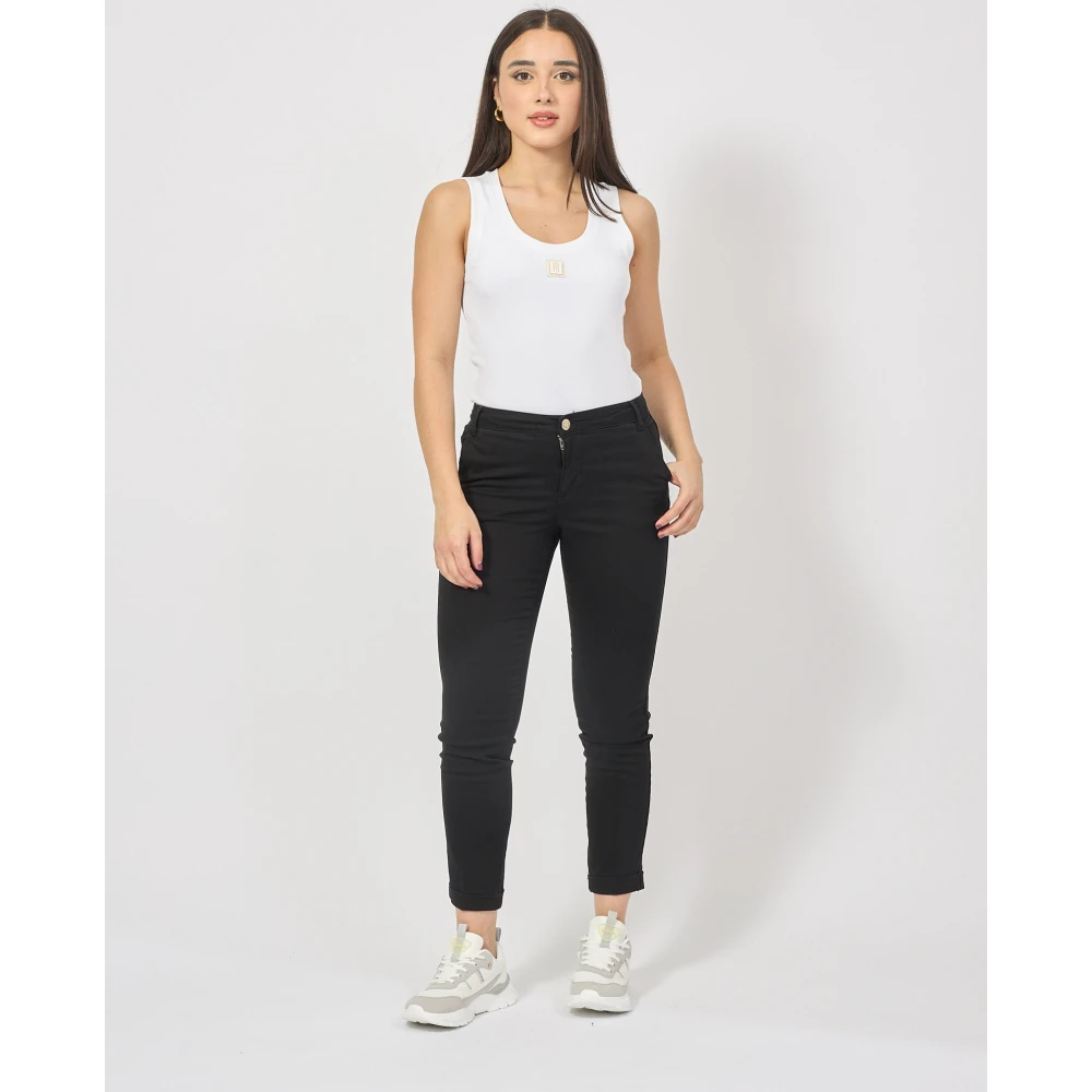 Fracomina Zwarte Carrot Mom Fit Broek Black Dames