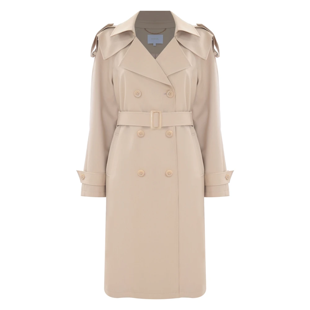 Kocca Dubbelrijige trenchcoat met omgekeerde kraag Brown Dames