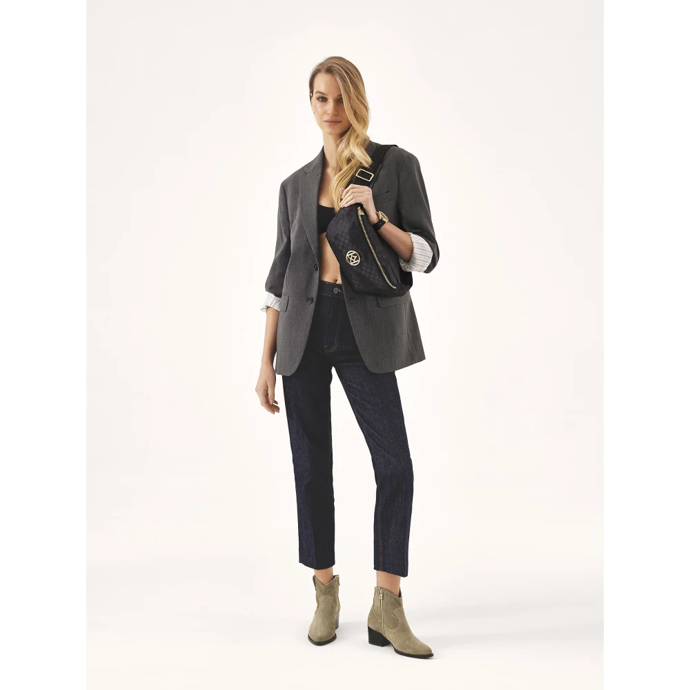 Kazar Zwarte heuptas van textiel met gouden elementen Black Dames