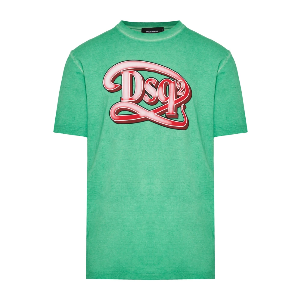 Dsquared2 Groene T-shirt met print en ronde hals Green Heren
