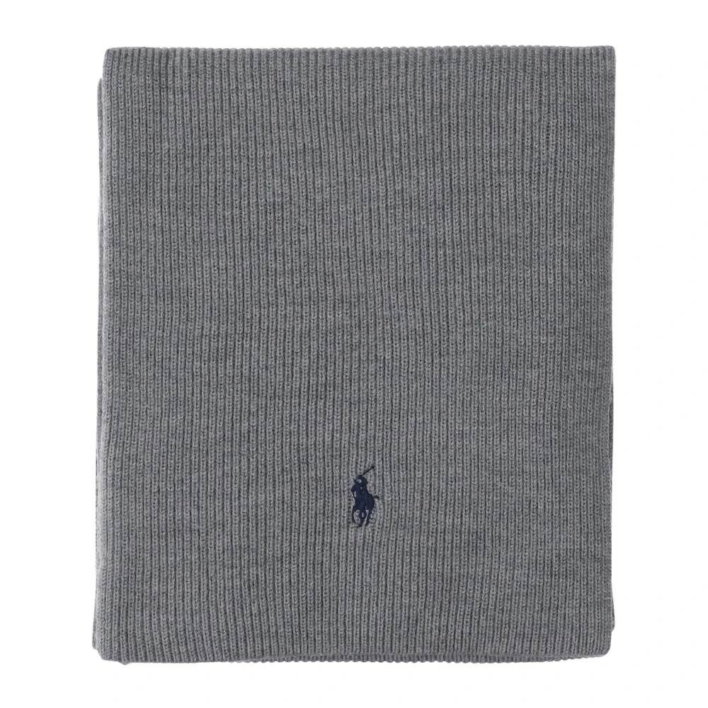 Polo Ralph Lauren Geborduurde Logo Wollen Sjaal Gray Heren