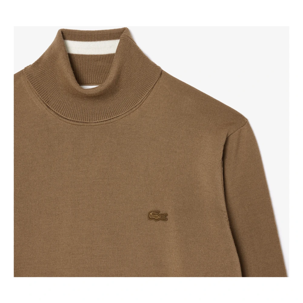 Lacoste Bruine Merinowollen Trui Chic Krokodil Brown Heren