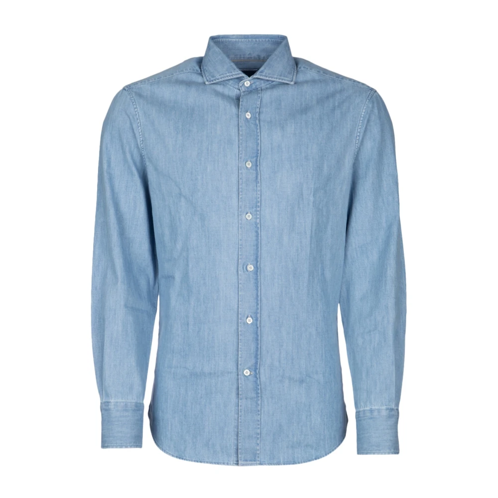 BRUNELLO CUCINELLI Klassieke Denim Overhemd voor Stijlvolle Look Blue Heren