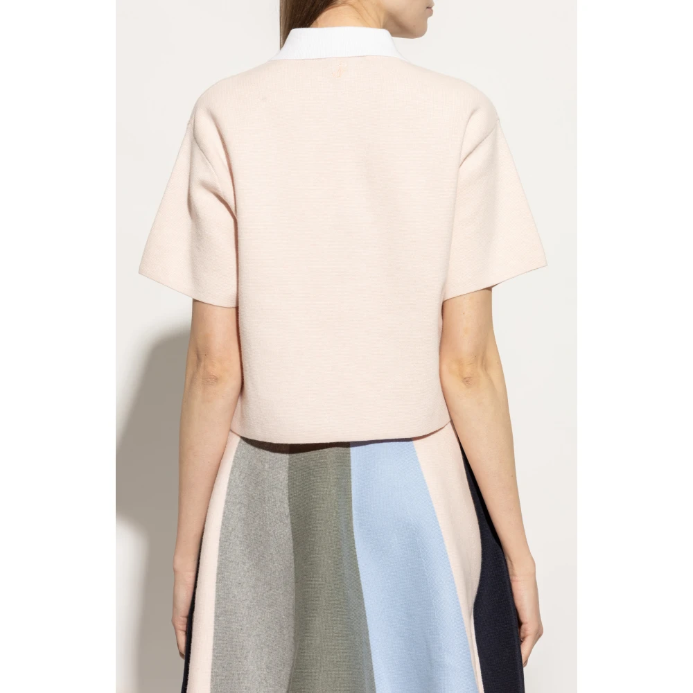 JW Anderson Polo met kasjmier afwerking Pink Dames