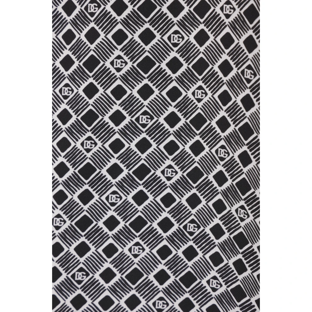 Dolce & Gabbana Bowling zijden overhemd met stropdasprint Black Heren