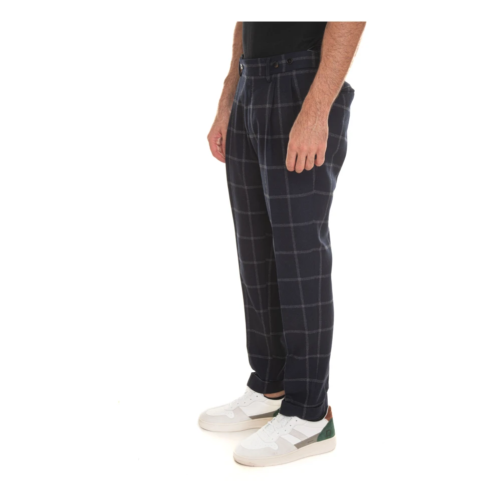 Berwich Geruite Chino met Tailoring Vent Blue Heren