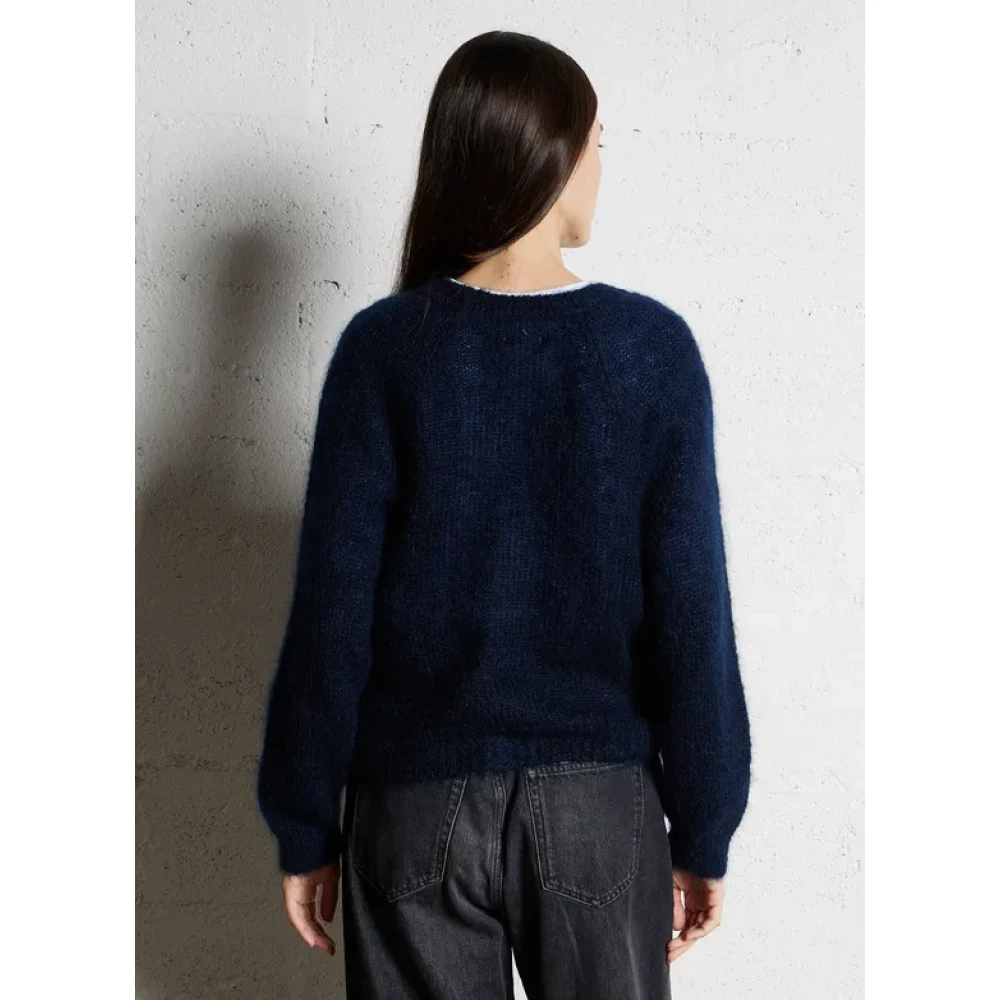 Des Petits Hauts Marine Mohair Wol Zijde Vest Blue Dames