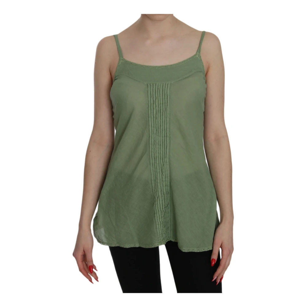 Pink Memories Women's Green Silk Tank Top